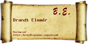 Brandt Elemér névjegykártya